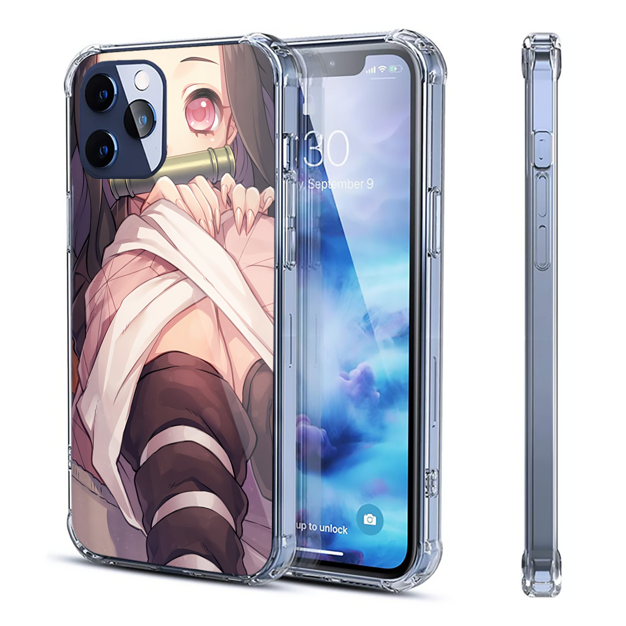 （画像用） 鬼滅の刃（きめつのやいば）竈門 禰󠄀豆子／かまど ねずこ Kamado Nezuko 【iPhone 12シリーズ対応】透明スマホケース（クリアソフトケース）